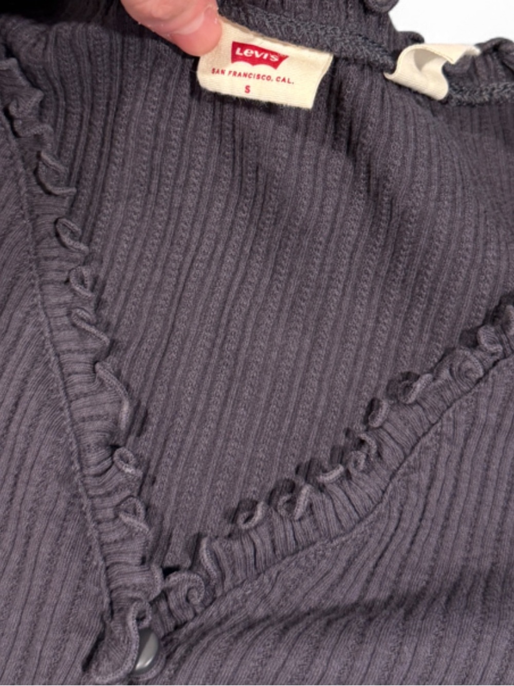 Levi's Ribbed Short Sleeve Top in Charcoal - Picture 2 of 2